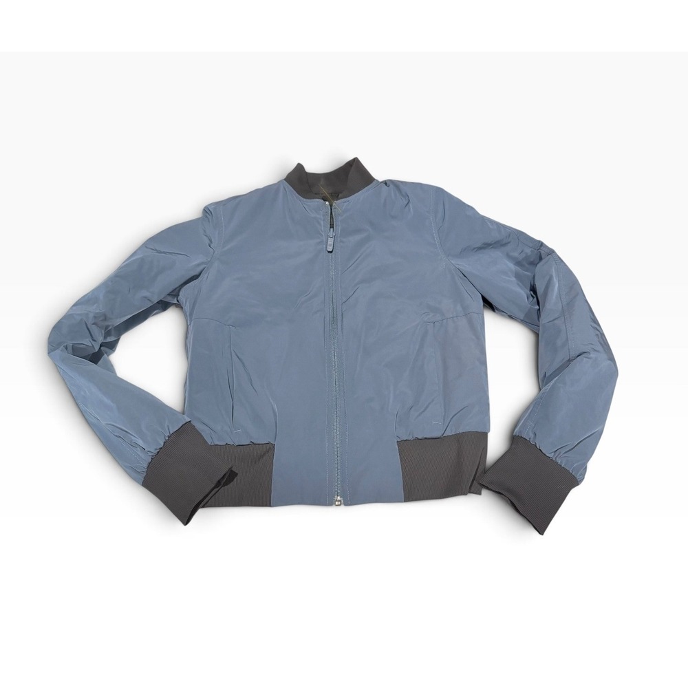 Lululemon Reversible Bomber Jacket Blue Grey Quilted Full Zip Women's Size 4